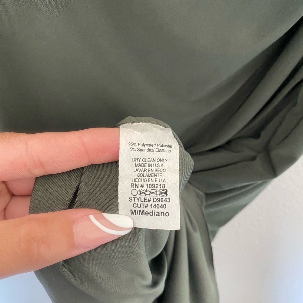 Windsor One-Shoulder Asymmetrical Olive Green Mini Dress - Picture 4 of 4